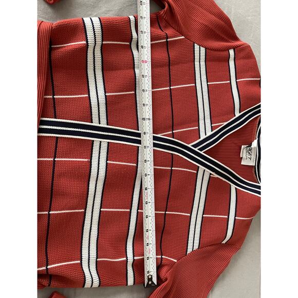 Vintage Stage T orange and navy 70s wrap tie front cardigan mod retro - Picture 6 of 7